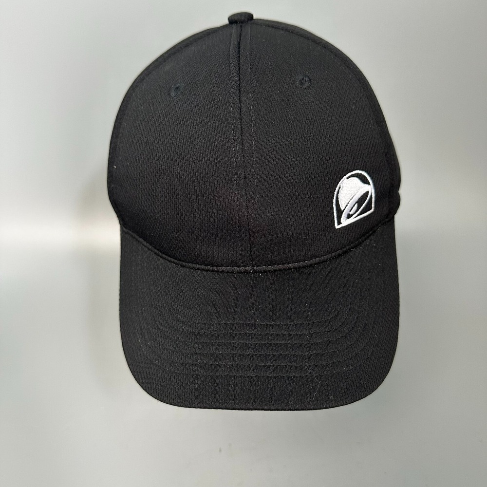 Taco Bell Employee Uniform Hat Black Mesh Snapback Baseball Cap Crew Gear Logo